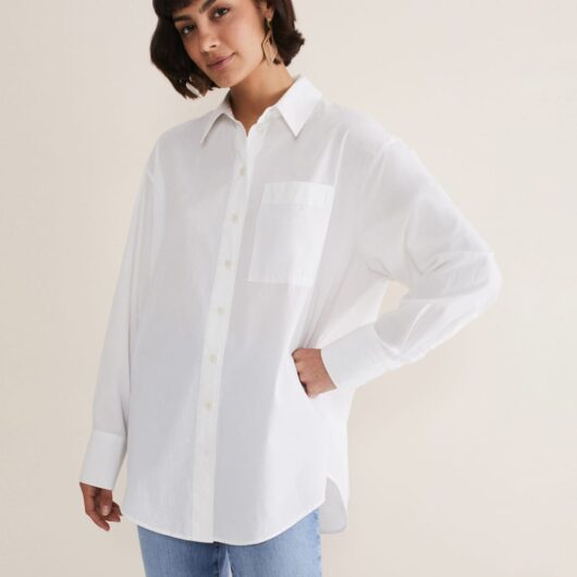 Phase Eight Pure Cotton Collared Relaxed Shirt White