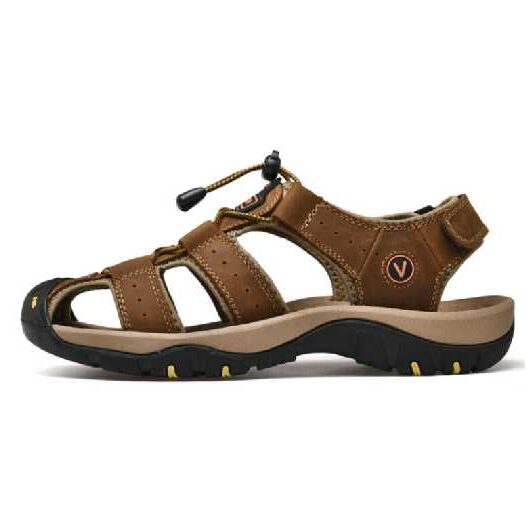 Men's Leather Baotou Sandals - Casual Breathable Summer Footwear | Wowcher