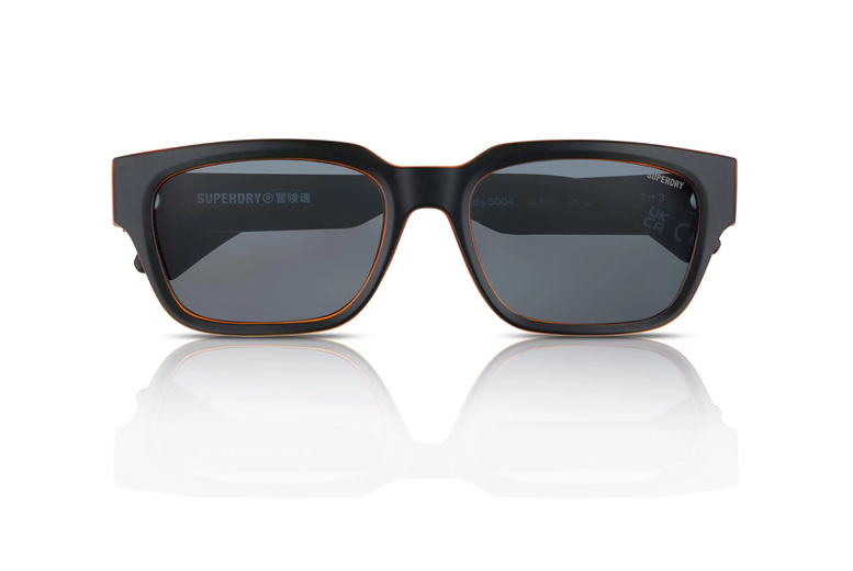 Superdry SDS-5004 Men's Square Sunglasses - UV400 Protection, Matte Black & Orange Frame | Wowcher